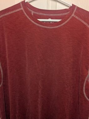 Tommy Bahama Shirt Mens XL Dark Red Tencel Lyocell Blend Solid Tee Crew Neck
